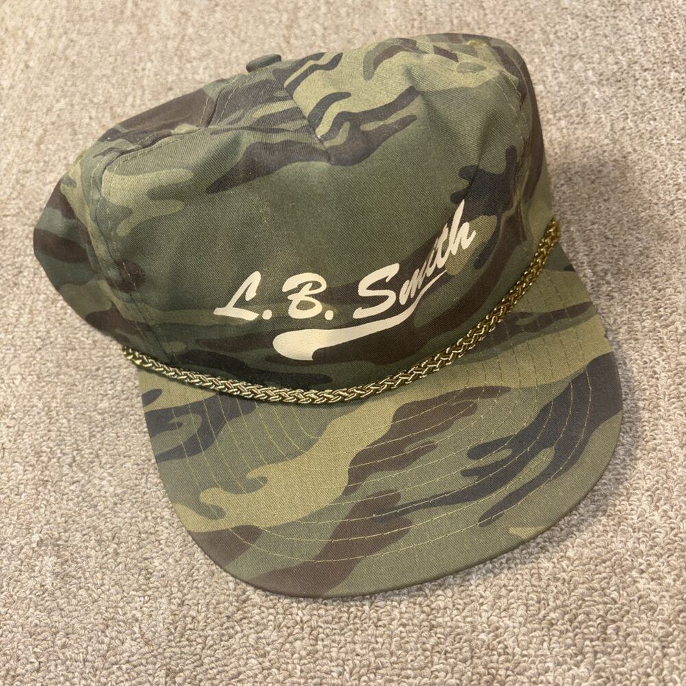 VTG 80s LB Smith Trucker Hat Deadstock Camo Tiger Stripe Snapback Nissin Cap USA